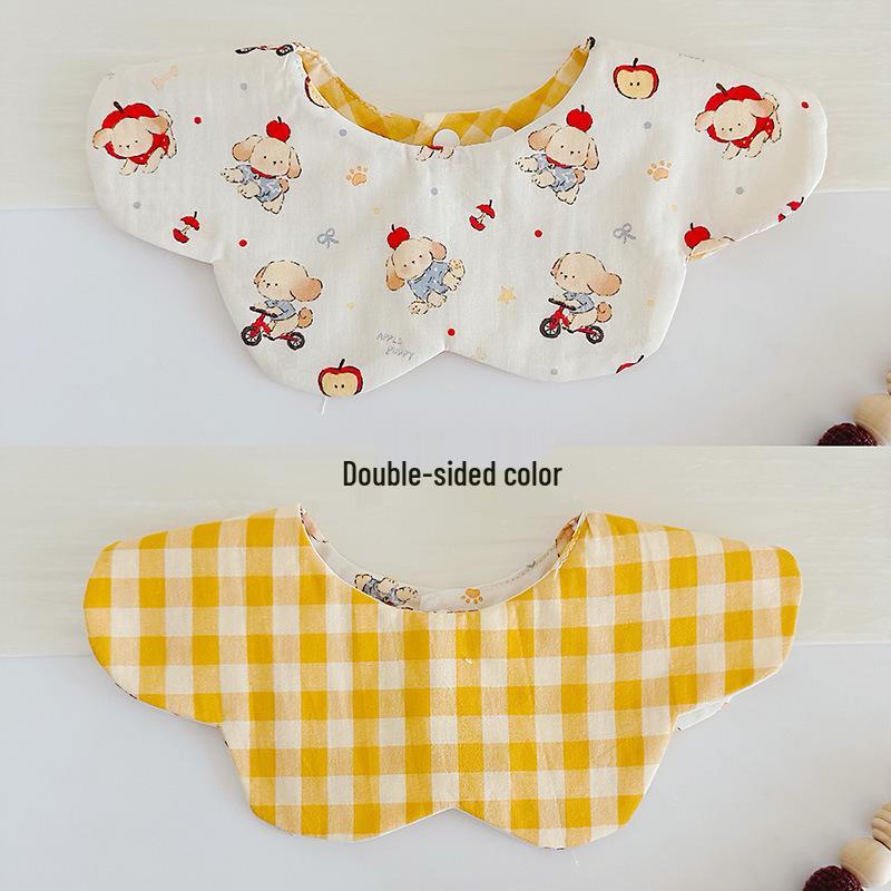 Korean Style Double-Sided Gauze Baby Drool Bib - Newborn Petal Design, Breathable