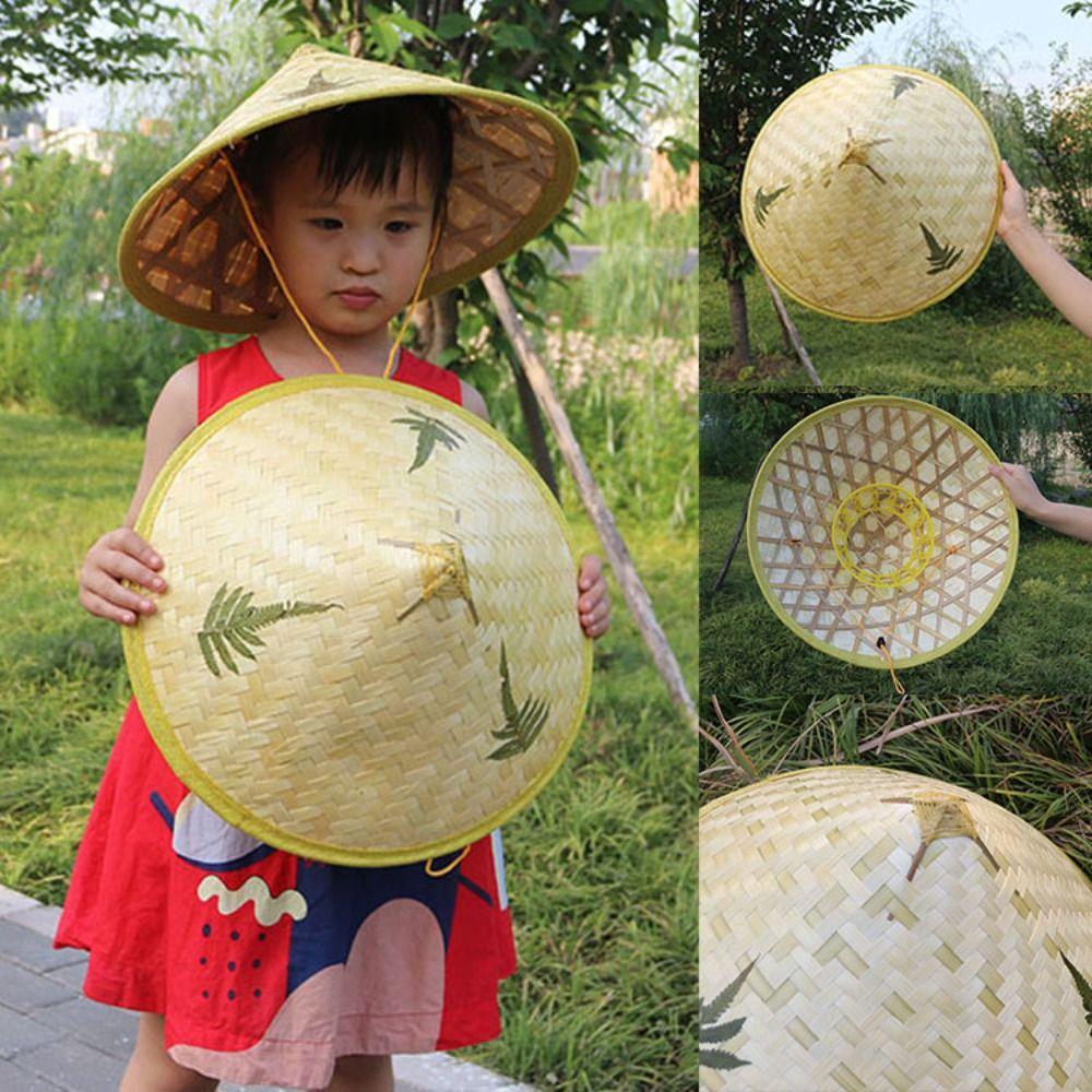 Sunscreen Natural Bamboo Hats Adjustable Mexican Dance Hat Party Sun Hats  Children Kids Outdoor