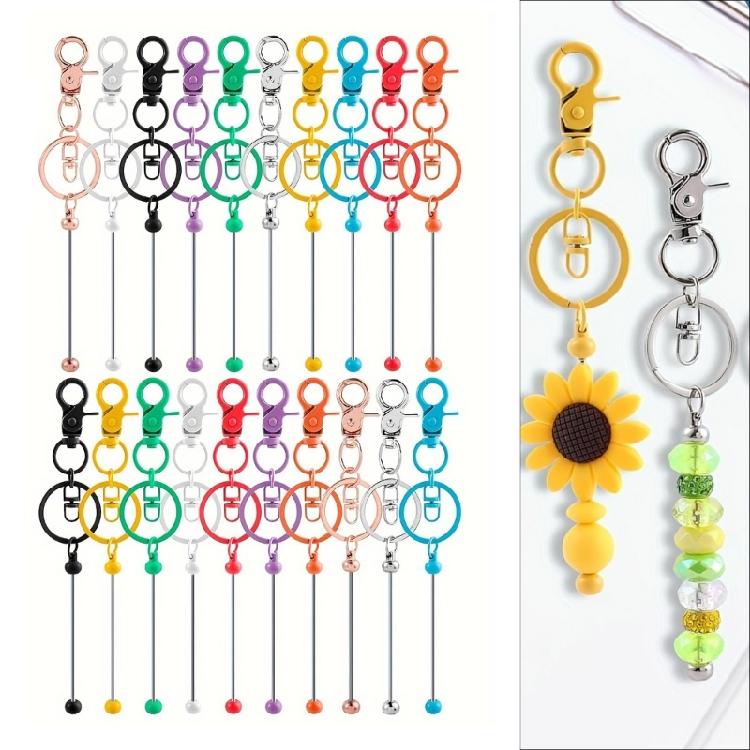 Creative Alloy Bead Keychain Collection 20 Pieces Portable for Handmade Keyrings and Artistics Projects Supplies