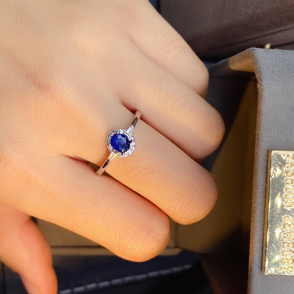 Open Ring Royal Blue Gemstone Adjustable Women Fashion Minimalist Jewelry adjustable
