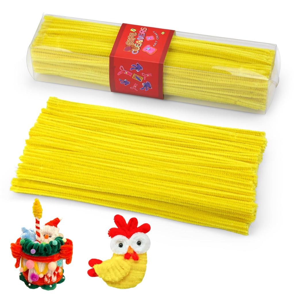 Fenrry 200PCS Colorful Pipe Cleaners Chenille Stems DIY Arts and Crafts with Adhesive Eyes and Storage Box Christmas Decoration
