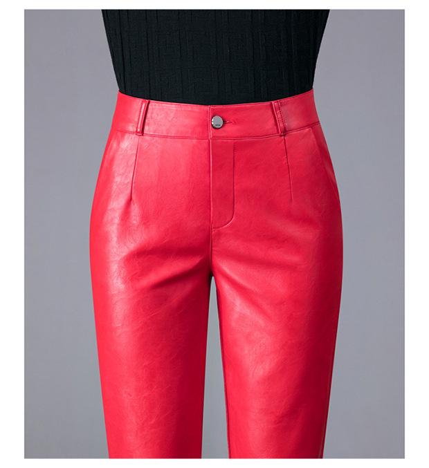 Korean Style High-Waisted Sheepskin Leather Pants for Women, Autumn/Winter 2025 Fashion