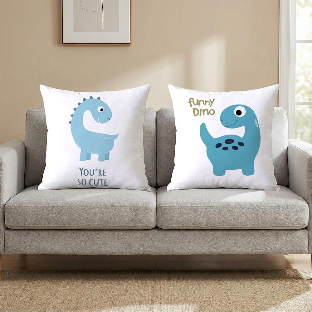 Cute Jurassic Dinosaur Cushion Cover Multi-Scene Pillow Cover for Home & Car - Reversible, Soft & Durable for Daily Use