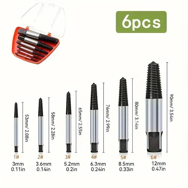 5/6pcs Screw Extractor Metal Drill Bit Set Damaged Screws Remover Extractor Woodworking Tools Broken Bolt Water Pipe Extractor