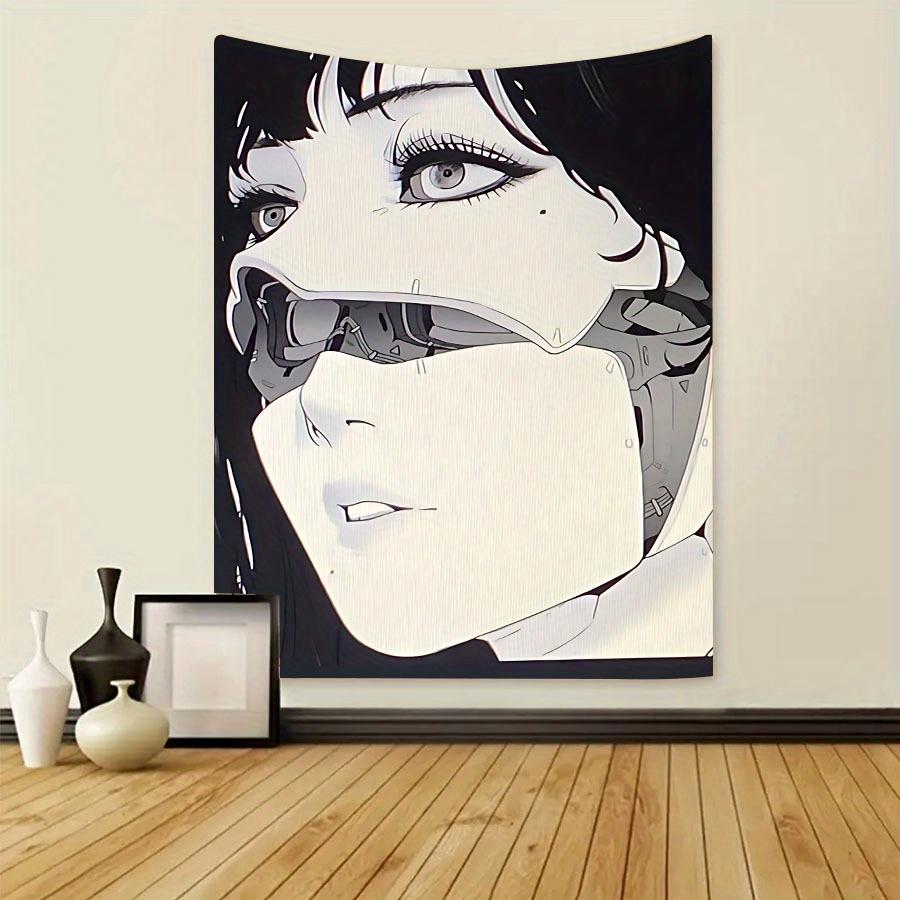 VIKAMA Mechanical Maiden Tapestry Mechanical Neon Anime-Themed Wall Hanging Bedroom Esports Gaming Room Decor
