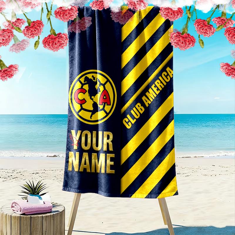 Name Custom Club America Print Beach Towel, Large Soft Quick Dry Towel for Beach Camping Swimming