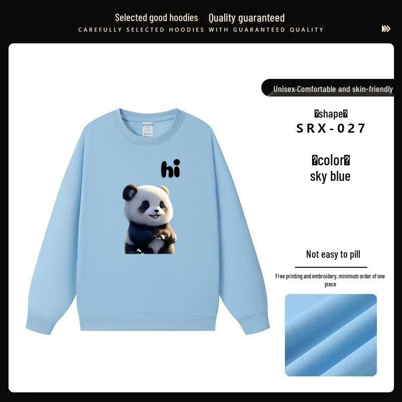 Custom Panda Pattern Heavyweight Long Sleeve Crew Neck Sweatshirt for Milk Tea Shop Workwear Triple Extra Large 1898₽