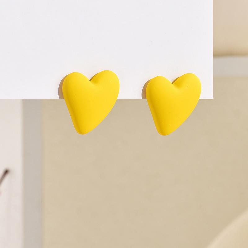 Koean Fashion Candy Color Acrylic Love Eardrop Simple Design Geometric Heart Party Jewelry Earrings Ear Studs All-match EarStuds