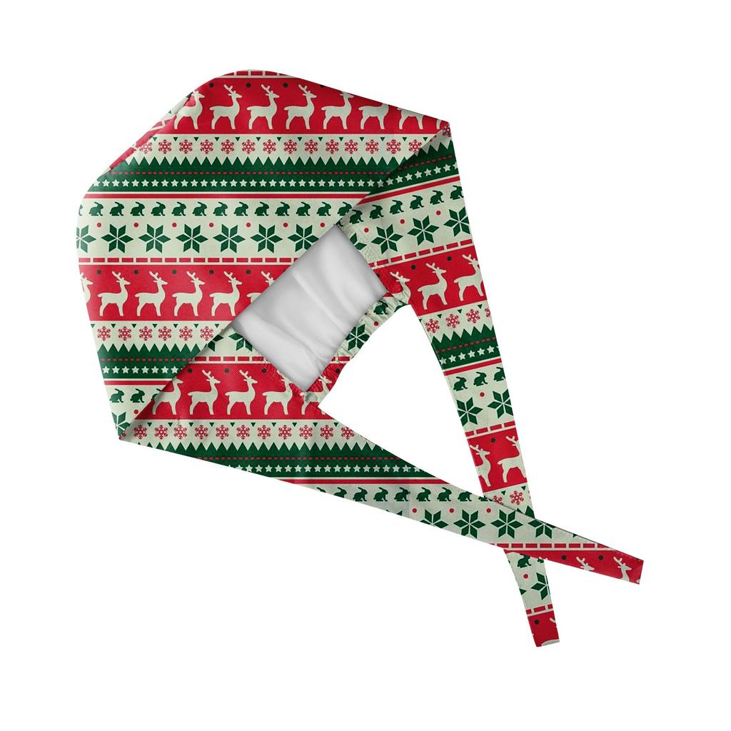 Christmas-Themed Adjustable Scrub Cap with Sweatband, Unisex Medical Working Hat for Hospital and Clinic