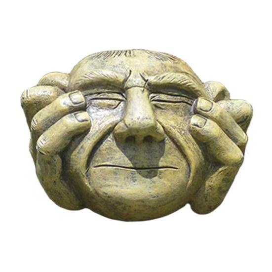 Funny Tree Face Outdoor No Hear No See No Speak Face Statue Garden Tree Hugger Yard Art Decorations for Home Wall Fences Door