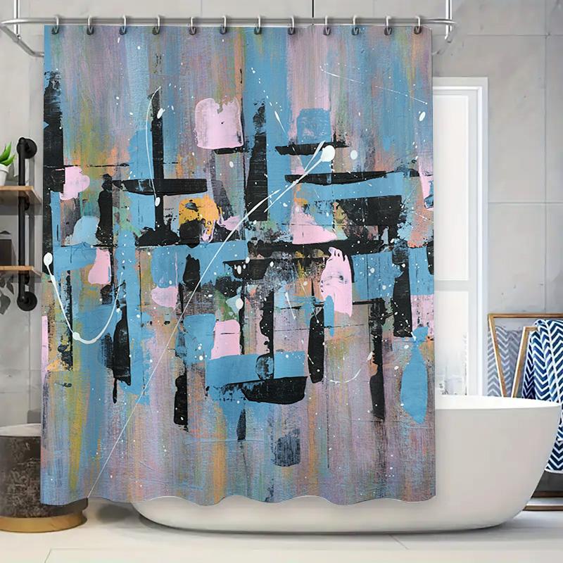 

Modern Shower Curtain Set Waterproof Polyester Fabric Printing Bathroom Decor Artistic Blue Pink Black Yellow White Design For L 90x180cm