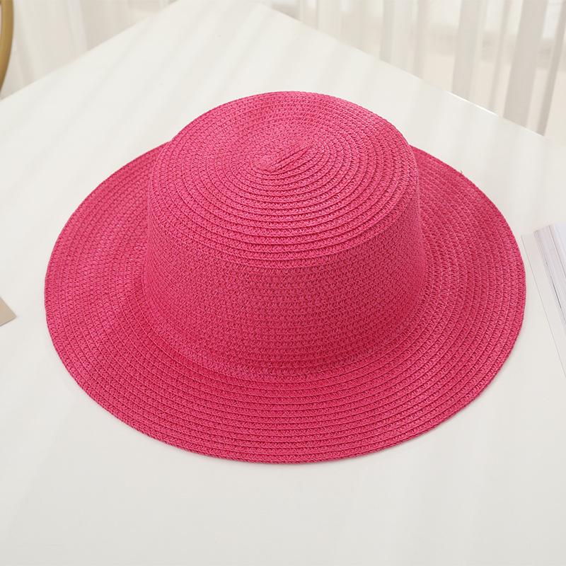 New Women's Summer UV Protection Sweet Ribbon Seaside Vacation Sunshade Bucket Hat Bow Large Brim Straw Hat
