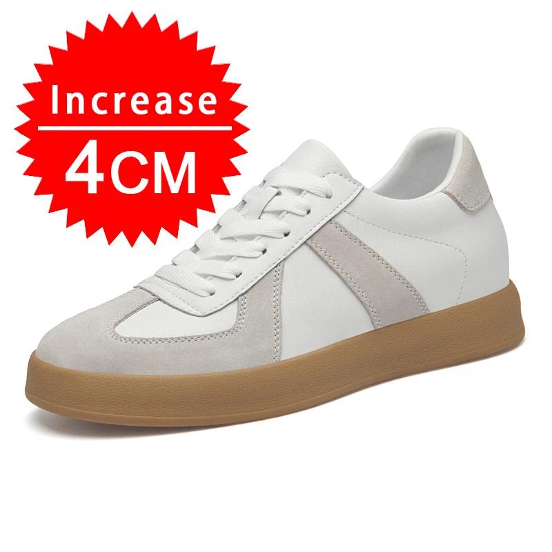 Men Women Genuine Leather Casual Elevator Shoes Leisure Sneakers Sports Zapatos Mujer Men's Height Increasing Shoes Tennis Shoes