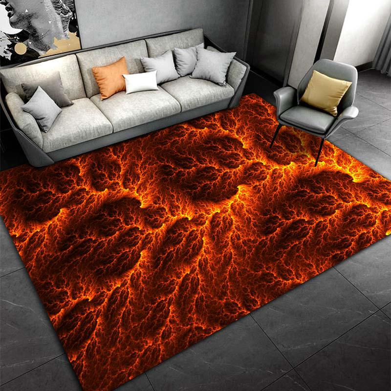 Fiery Lava-style Rug To Add Warmth and Energy To Your Space Suitable for Use As an Anti-slip Game Mat for Living Room and Bedroom Sofas