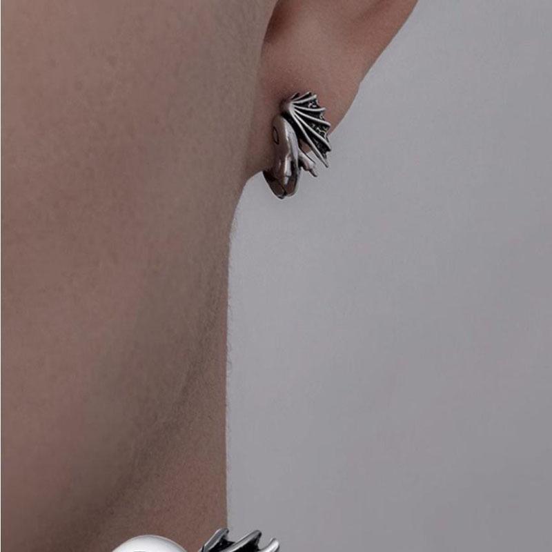 Trendy Brand Versatile Earrings, Men's Ear Buckles, Niche Design Sense, Advanced Personality, Feilong Earrings, Cool and Handsome, Single Jewelry.