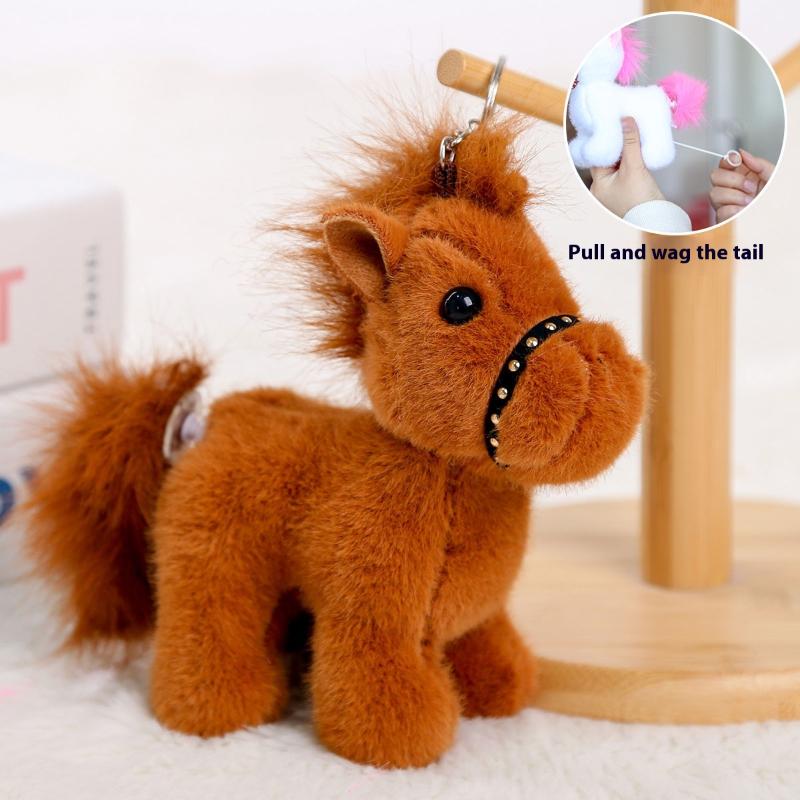 Turn Tail Cute Horse Plush Toy Kawaii Lifelike Animal Soft Horse Stuffed Doll Decor Friend Kid Birthday Gift