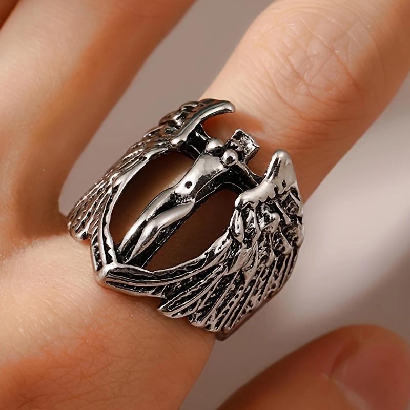 Men s Retro Punk Style Bull Head Alloy Ring, Japanese-Korean Design, Cross-Border European American Jewelry. One Size