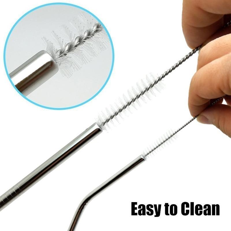 20 Pcs 304 Stainless Steel Drinking Straws,Reusable Metal Drinking Straws + 2 Cleaning Bruches