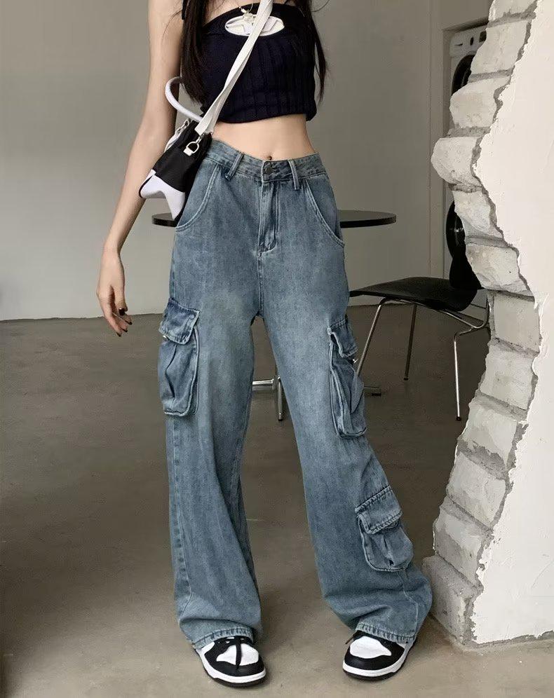 Spring/Summer 2023 High-Waist Petite Wide-Leg Straight Denim Jeans XL