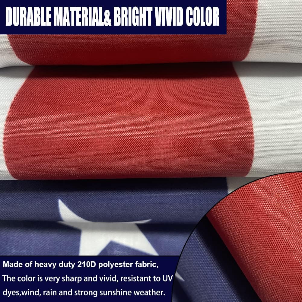 American Flags for Outside 3x5 Double Sided- Premium Heavy Duty Durable 3ply Large USA/US Patriotic Flag Made in USA High Wind for Boat Decorations