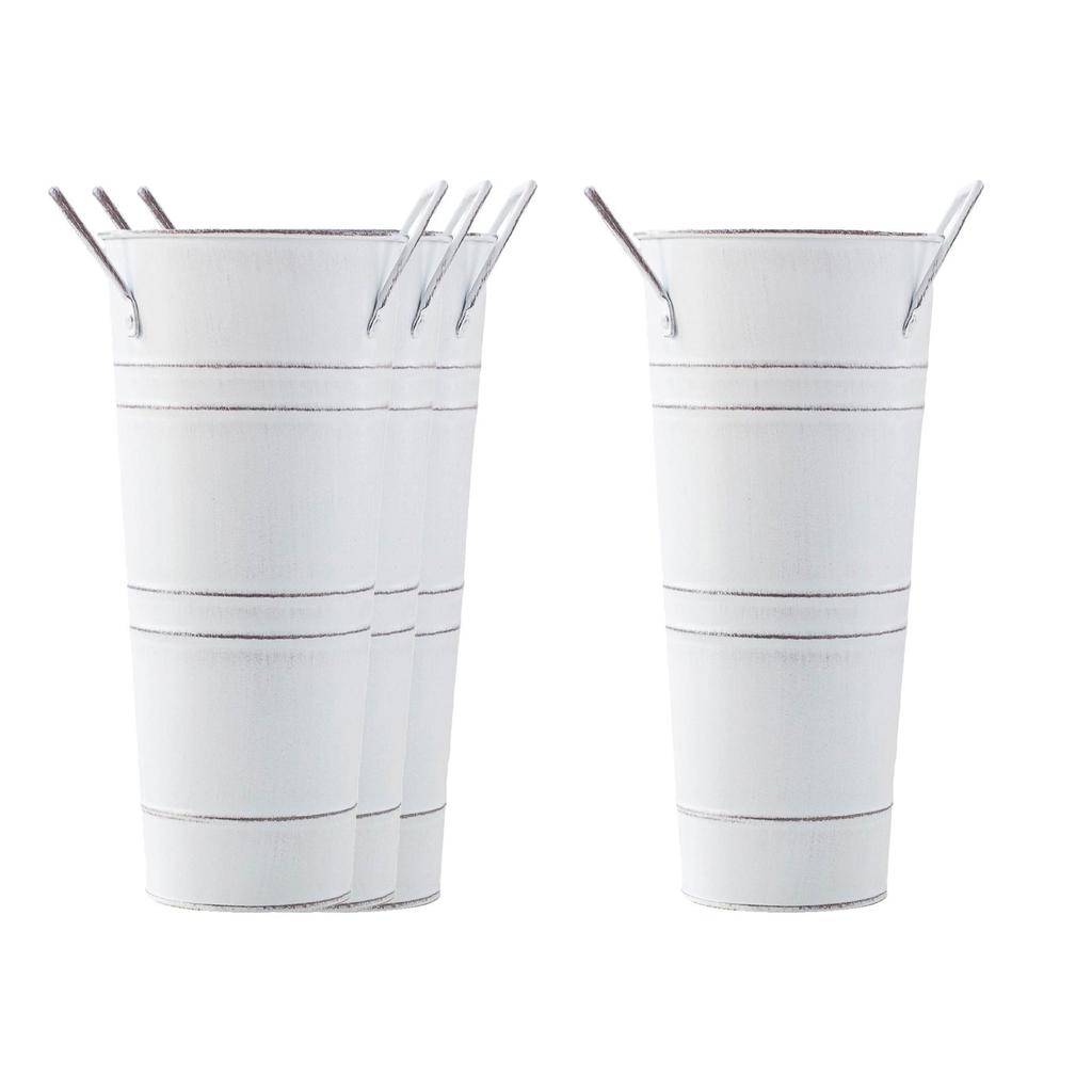 4Pcs French Floral Bucket Storage Plant Planter for Balcony Deck Front Porch