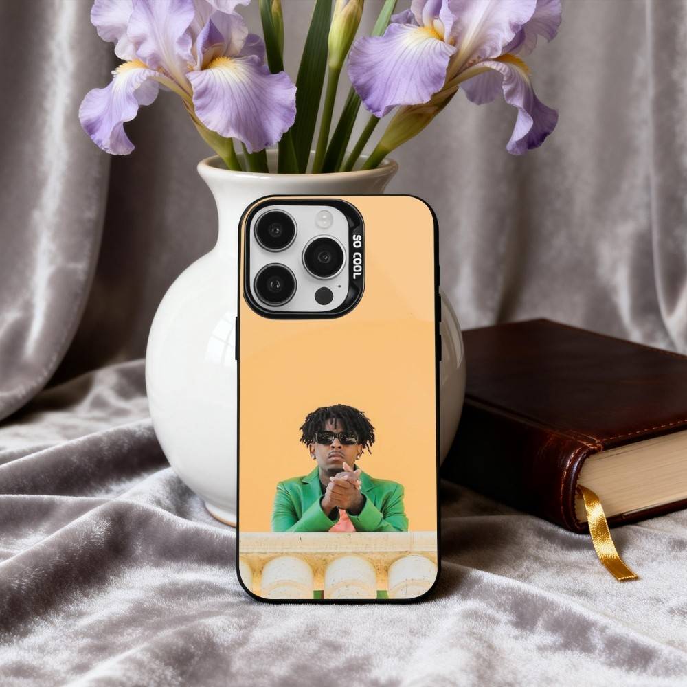 Cool Rapper 21 S-Savage-E Phone Case For iPhone17,16,15,14,13,12,11 Plus,Pro Max Black Candy Silver Phone Case