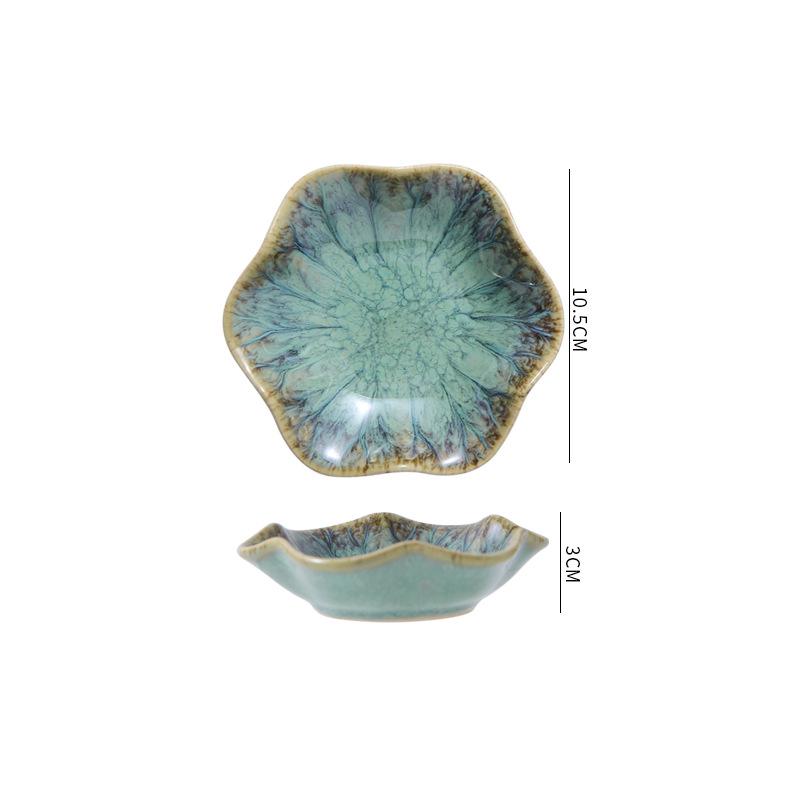Starry Sky Blue Japanese Ceramic Floral Dipping Dish