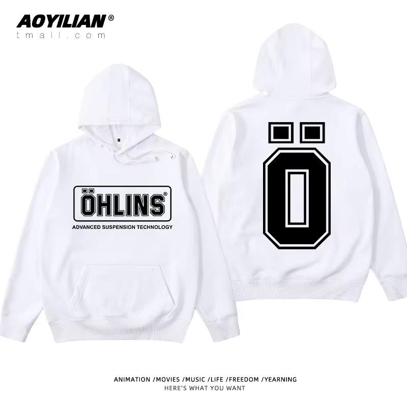Autumn Winter Men Suspension Car Motorcycle Sport Racing Ohlins Shock Hoodies Long Sleeves Thermal Sweatshirt Ladies Unisex