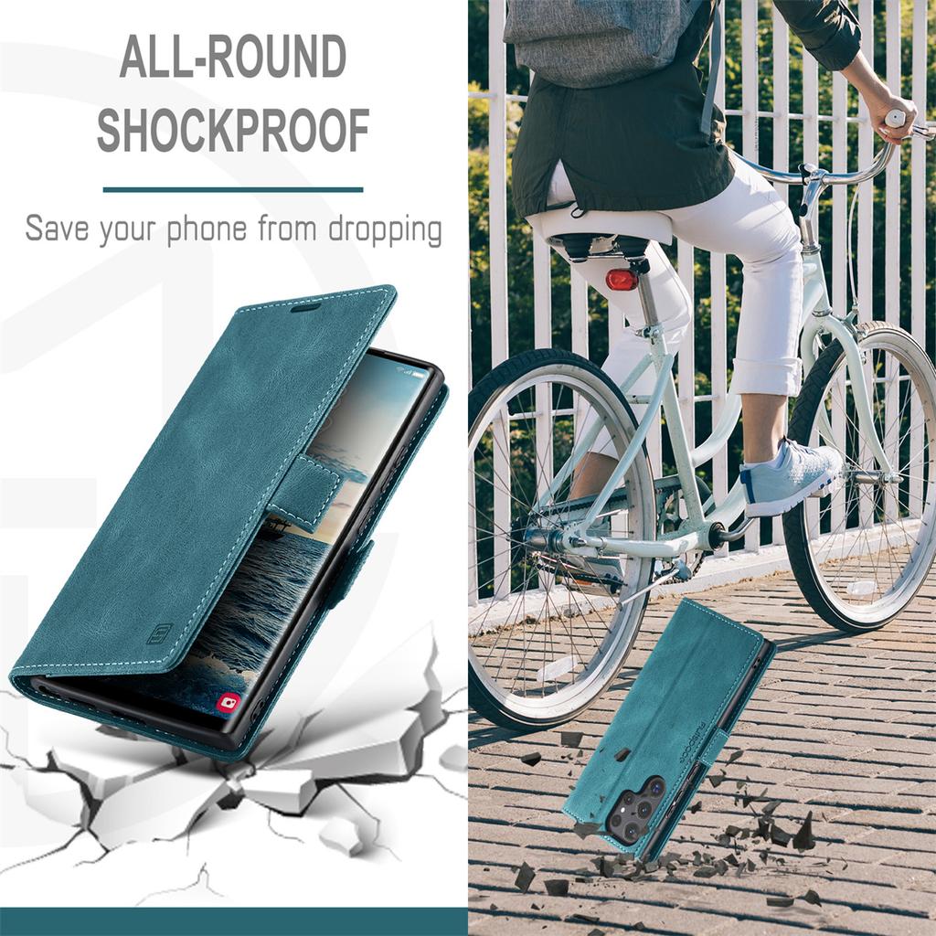 Premium Vintage Leather Wallet Case for Samsung Galaxy S24 Ultra - Flip Cover with Card Slots, Shockproof Retro Style (4 Colors)