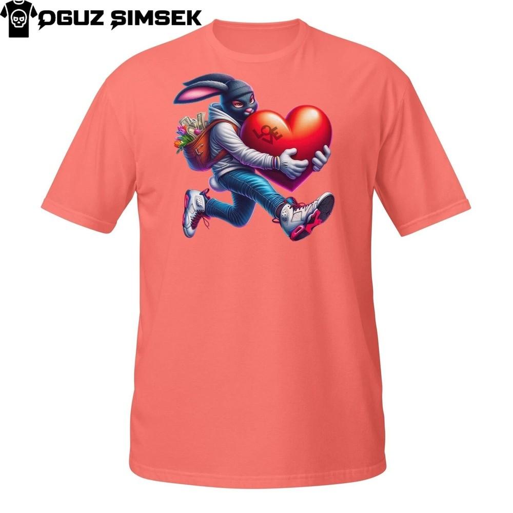 

Streetwear Rabbit Tee – Urban Love Bandit Bunny with Heart for Valentine s 2XL