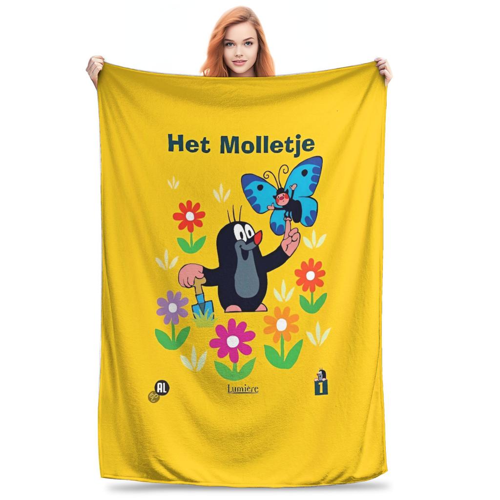 Die kleine Maulwurf Decke Super Weiche Grafische Plüschdecke für Mädchen Jungen Wohnkultur Flanell Tagesdecke Bettbezug