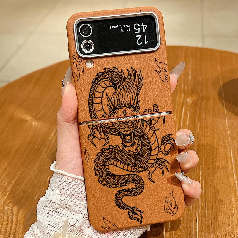 Leather Texture TPU Snake Graphic Magnetic Case For Magsafe For Samsung Galaxy Z Flip 5 4 6 3 5G Flip4 Flip5 Flip6 Folding Cover