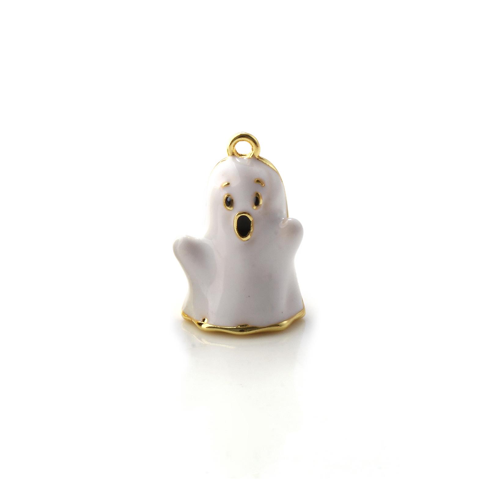

1 Piece Brass Halloween Pendants Multicolor Enamel Candle Ghost face Lollipop Pendant For DIY Necklace Jewelry Making Findings