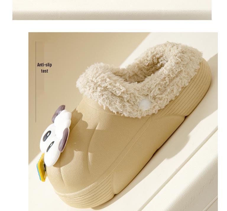 Children's Winter Cotton Slippers: Warm, Cute Cartoon Sheep Design, Big Eyes, Detachable, Non-Slip, Parent-Child Set.
