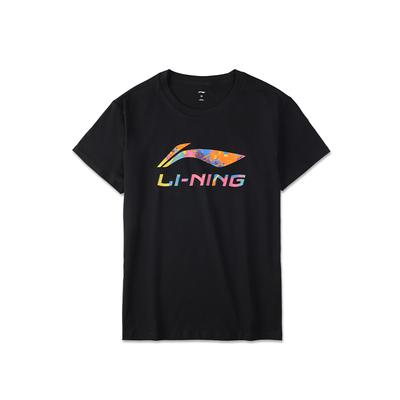Li-Ning Sports Fashion Series Logo Print Loose Casual Round Neck Pullover Short Sleeve T-Shirt Unisex Tops Black AHSU835-1