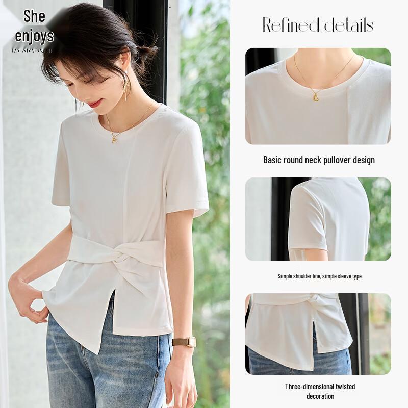 Women's Asymmetric Twisted Knot Short Sleeve T-Shirt