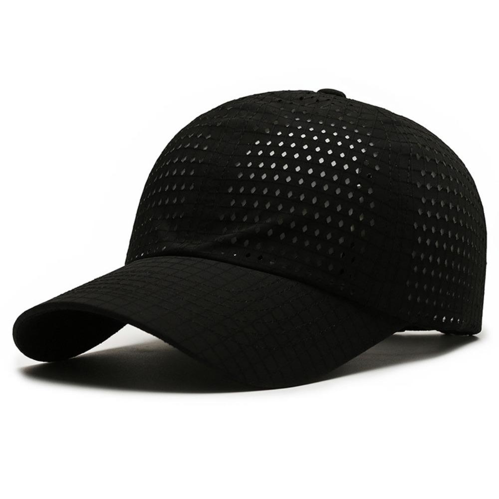 Summer Mesh Baseball Cap Solid Color Breathable Sun Hat Quick Dry Sun Protection Peaked Cap чёрный