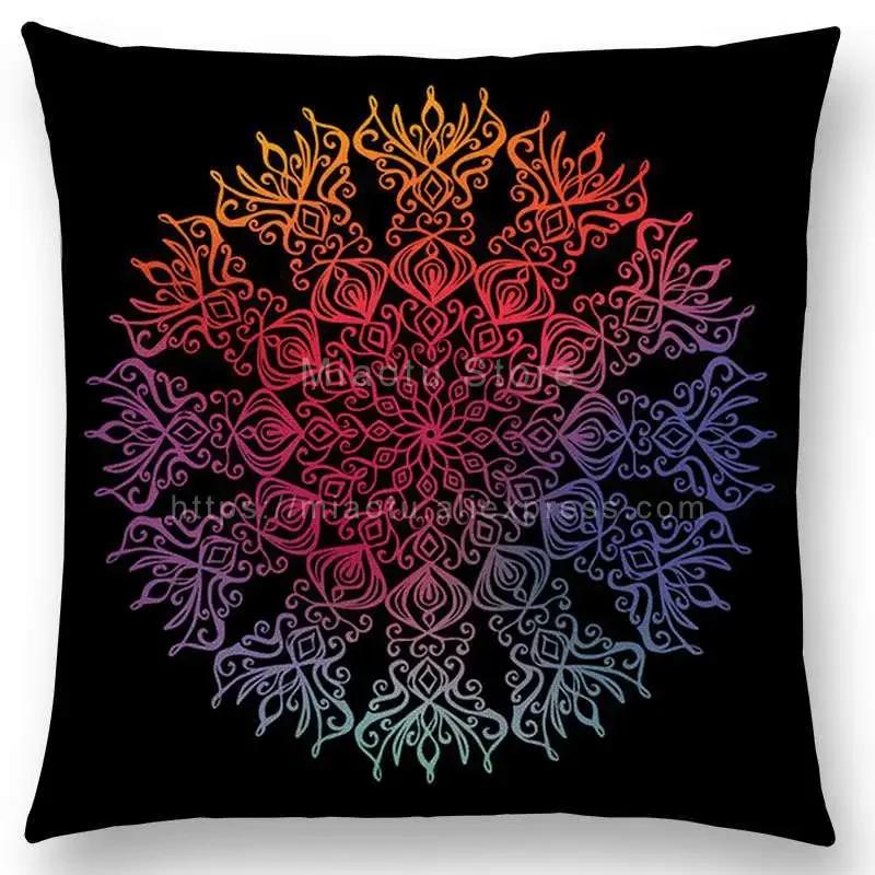 New Dreamy Emerald Spirit Flower Pillow Case Soul Mandala Elegant Flourish Floral Pattern Design Prints Retro Cushion Cover