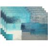 Home Decor Placemats, Measuring 11.81X17.72 Inches, Featuring a Modern Abstract Art Design In Teal And Gray. They Are Machine Washable, Rectangular,