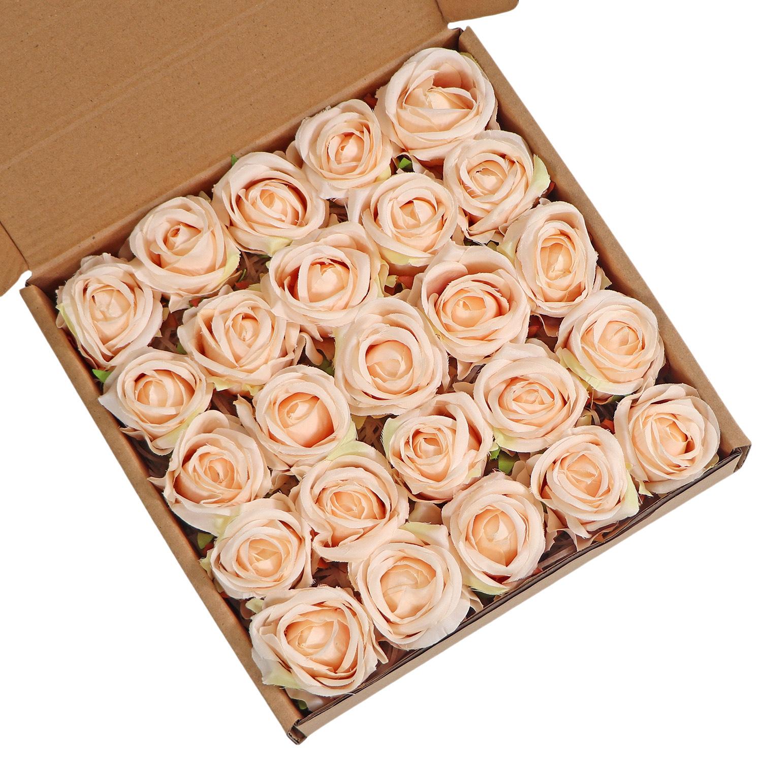 

25 роз в коробке/мешке со стержнем из полиэтилена, искусственный цветок, украшение на свадьбу, подарок на День святого Валентина шампанского