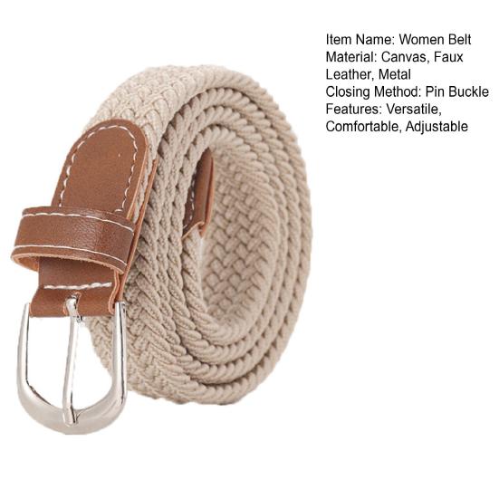 Women Belt Adjustable Pins Wide Elastic Band Poreless Stretch Belt Roll-up Free
