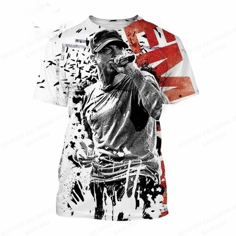 Rapper Eminem 3D potisk Tričko Grafický 3D potisk Tričko Pánská Módní Trička Dětská Horní díly Trička Unisex Trička Pánské Oblečení Punkové Tričko