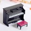 Mini Miniature Piano with Stool for 1:6 1:12 Dollhouse Musical Instrument Ornament Photo Props Doll House Model for Kids
