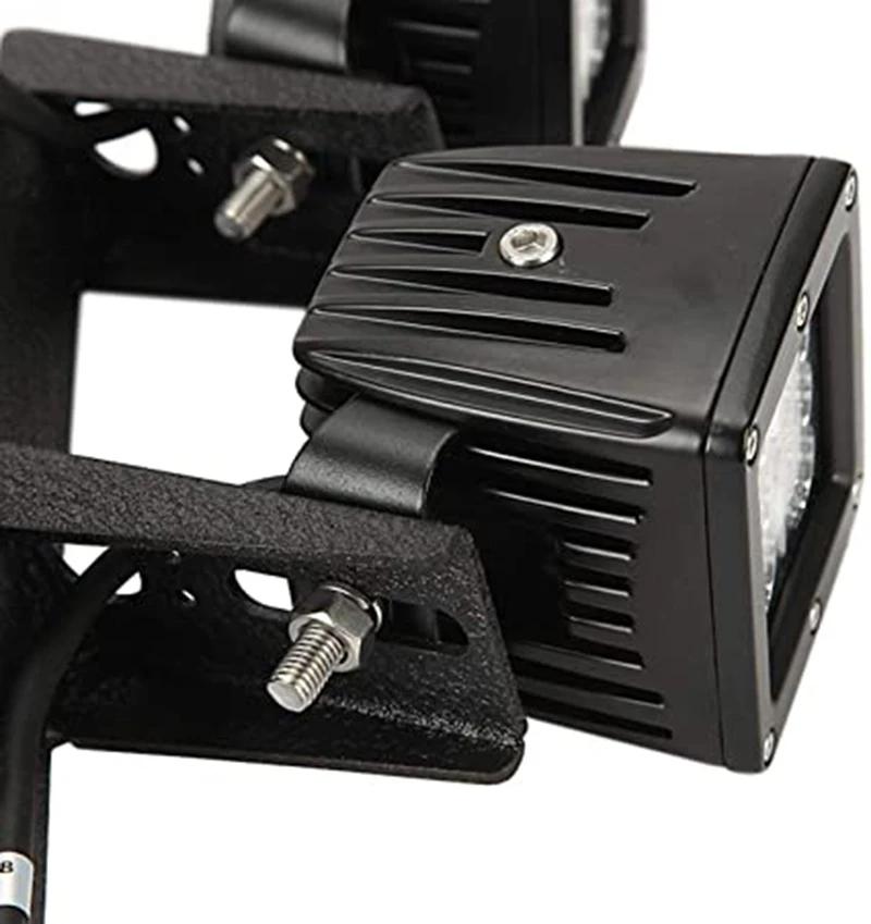 Double-layer Work Light Bracket Dual A-Pillar Light Brackets Dual Lower LED Work Light Mounts Kit for 07-17 Jeep Wrangler JK/JKU