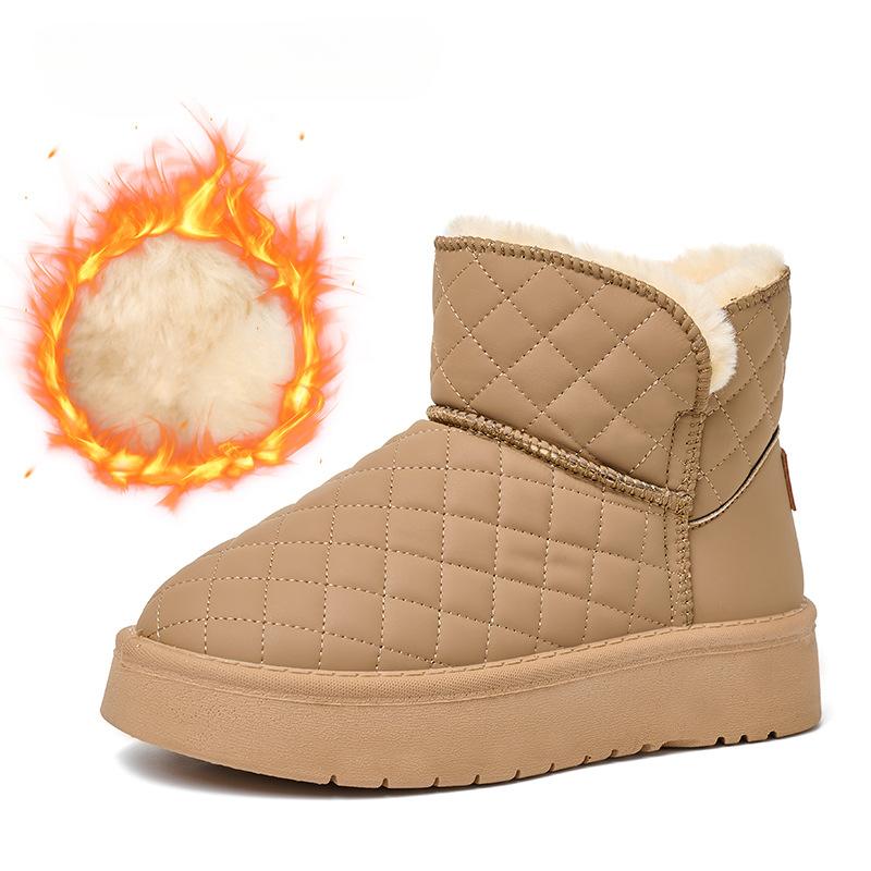 Zimní platformové sněhule pro ženy Voděodolné s plyšovou fleecovou podšívkou Vycházkové kotníkové boty Dámské teplé s podšívkou z umělé kožešiny Protiskluzové kotníkové boty