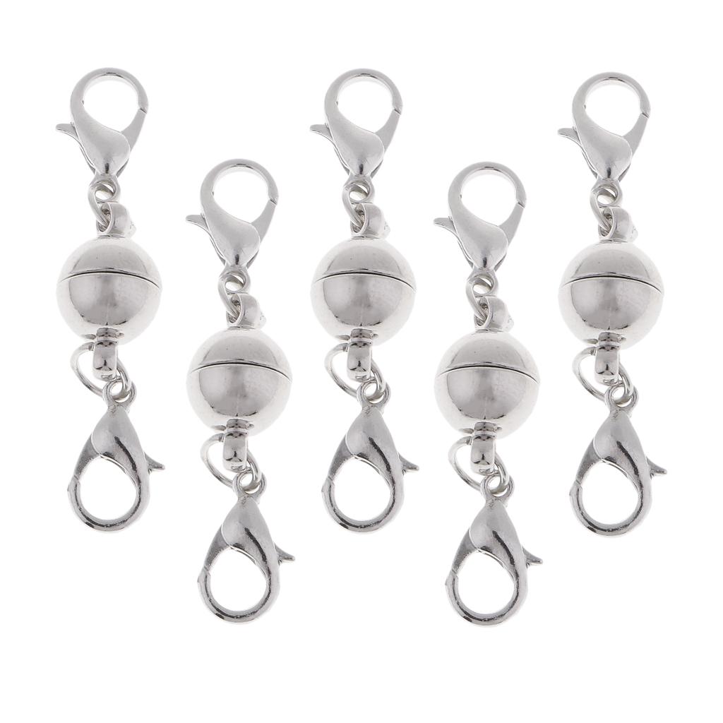 5 Sets DIY Jewelry Making Ball Magnetic Clasps Connector with Lobster Clasp