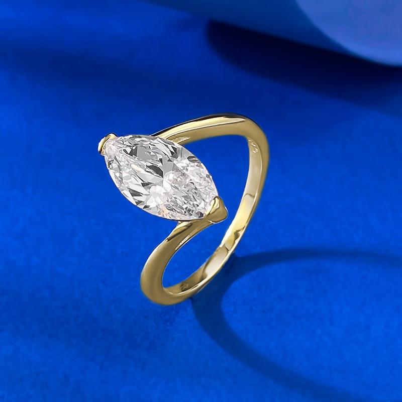 6 * 12Mm Horse Eye High Carbon Diamond Ring Ring Personality