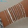 iF ME Retro Silver Chain Bracelet Set Heart Snake Bone Bracelets for Women Jewelry Accessories
