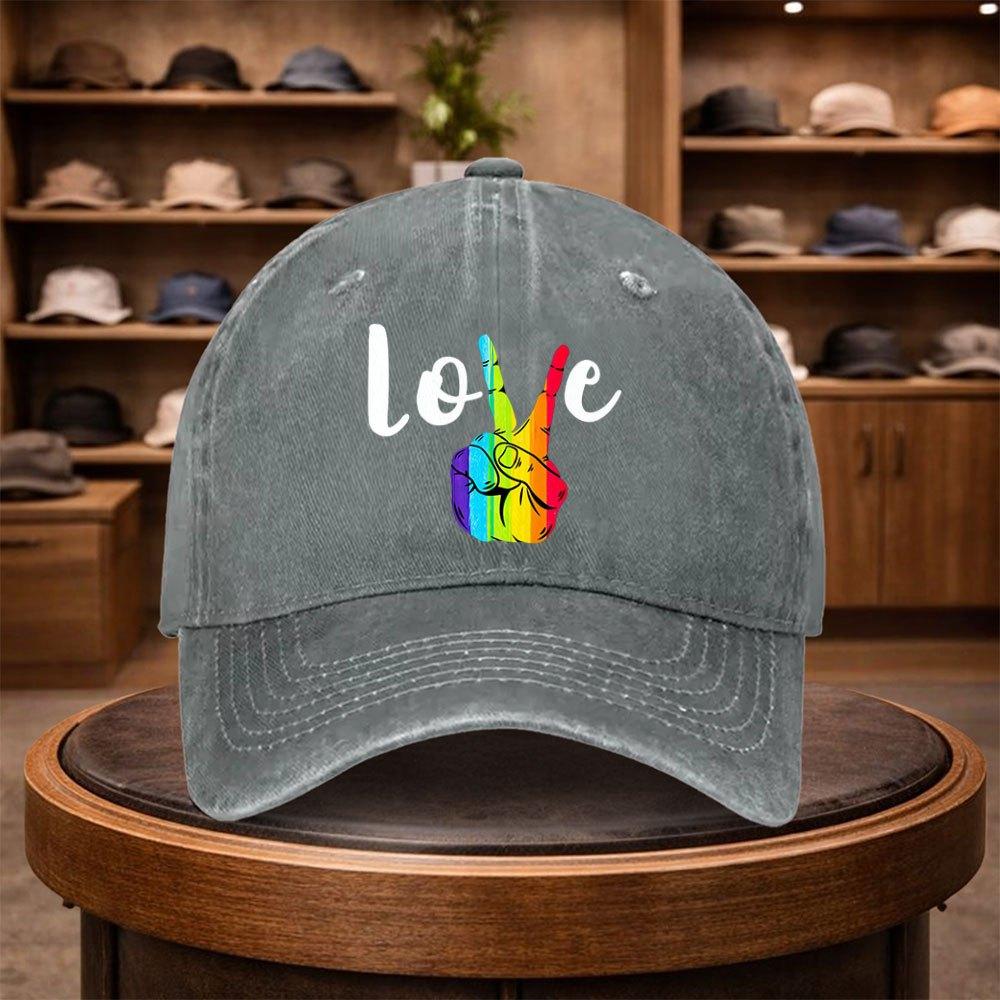 Mens Rainbow Peace Sign Baseball Cap Outdoor Fashion Adjustable Casual Hat Urban Style Lightweight Fashion Duckbill Cap Fo