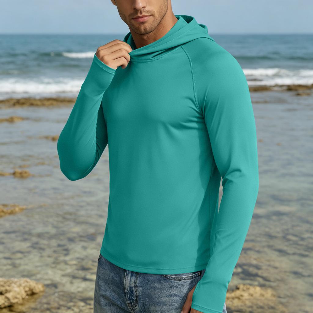 Herren UPF50 Plus Sonnenschutz Hoodie Schnelltrocknend Langarm Leichter Pullover für Outdoor-Aktivitäten Sport Reisen